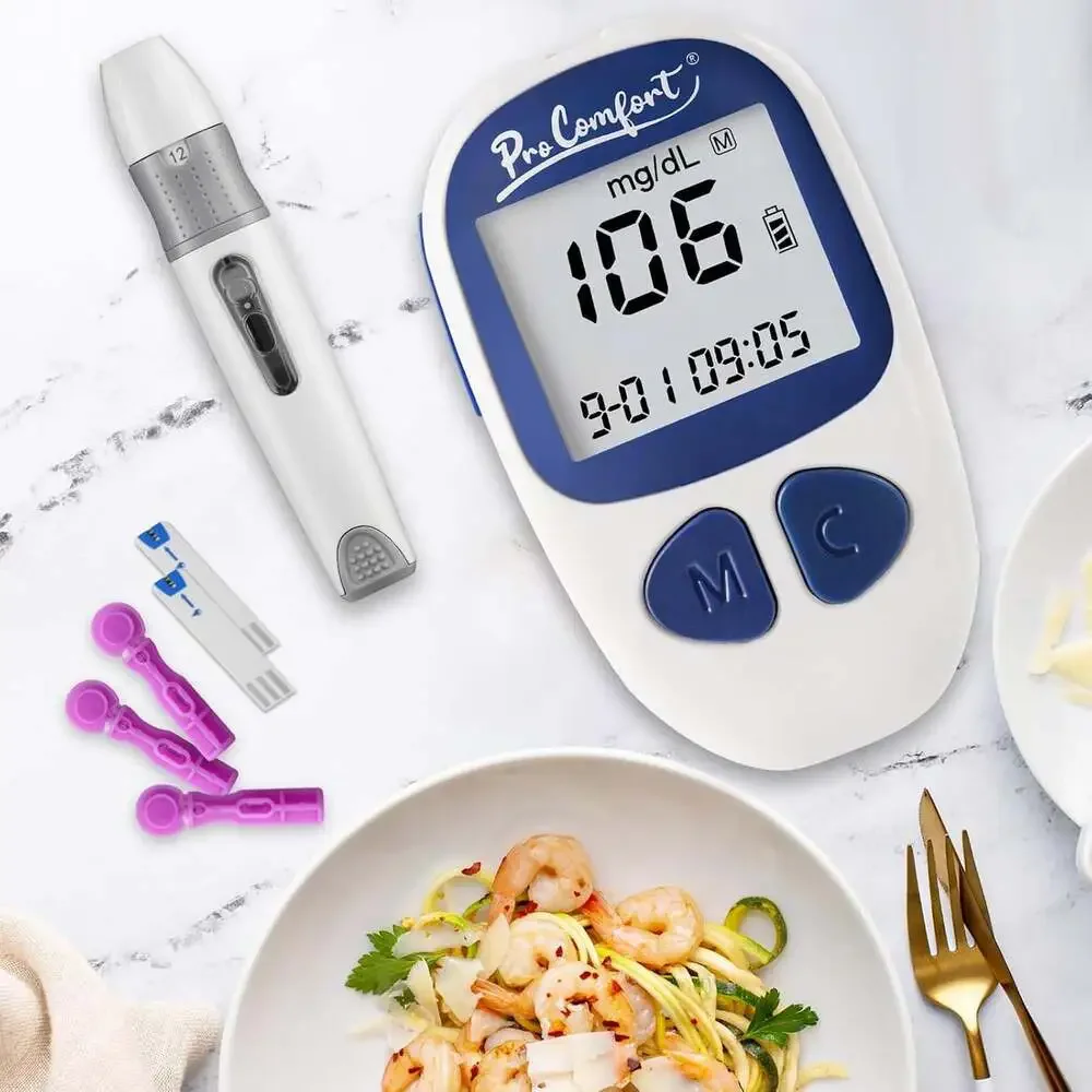 Blood Glucose Monitor Kit with 100 Test Strips Lancing Device 100 Lancets For